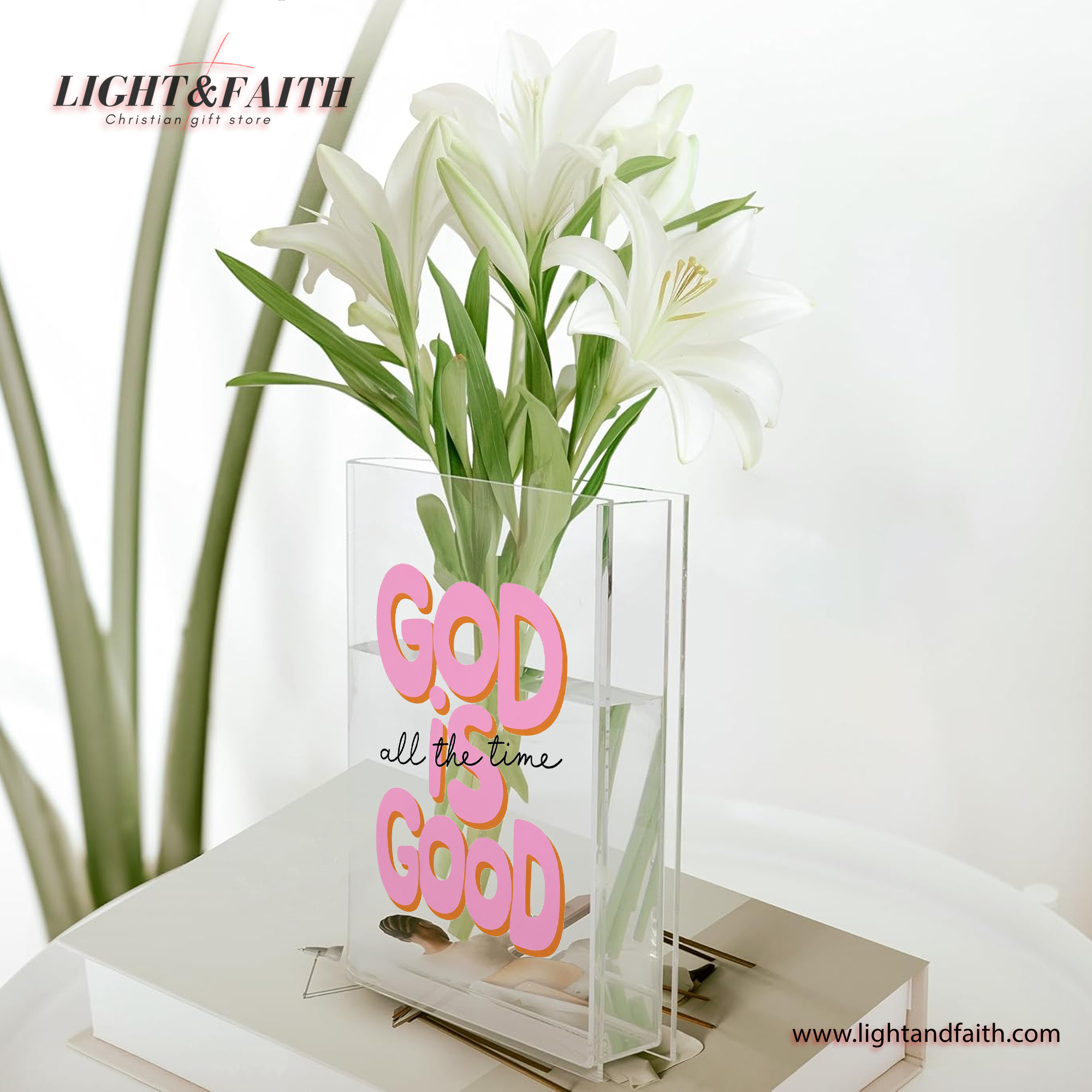 God Is Good All The Time Book Vase, Christian Book Vase, Faith Book Vase, Bible Verse Book Shaped Flower Vase